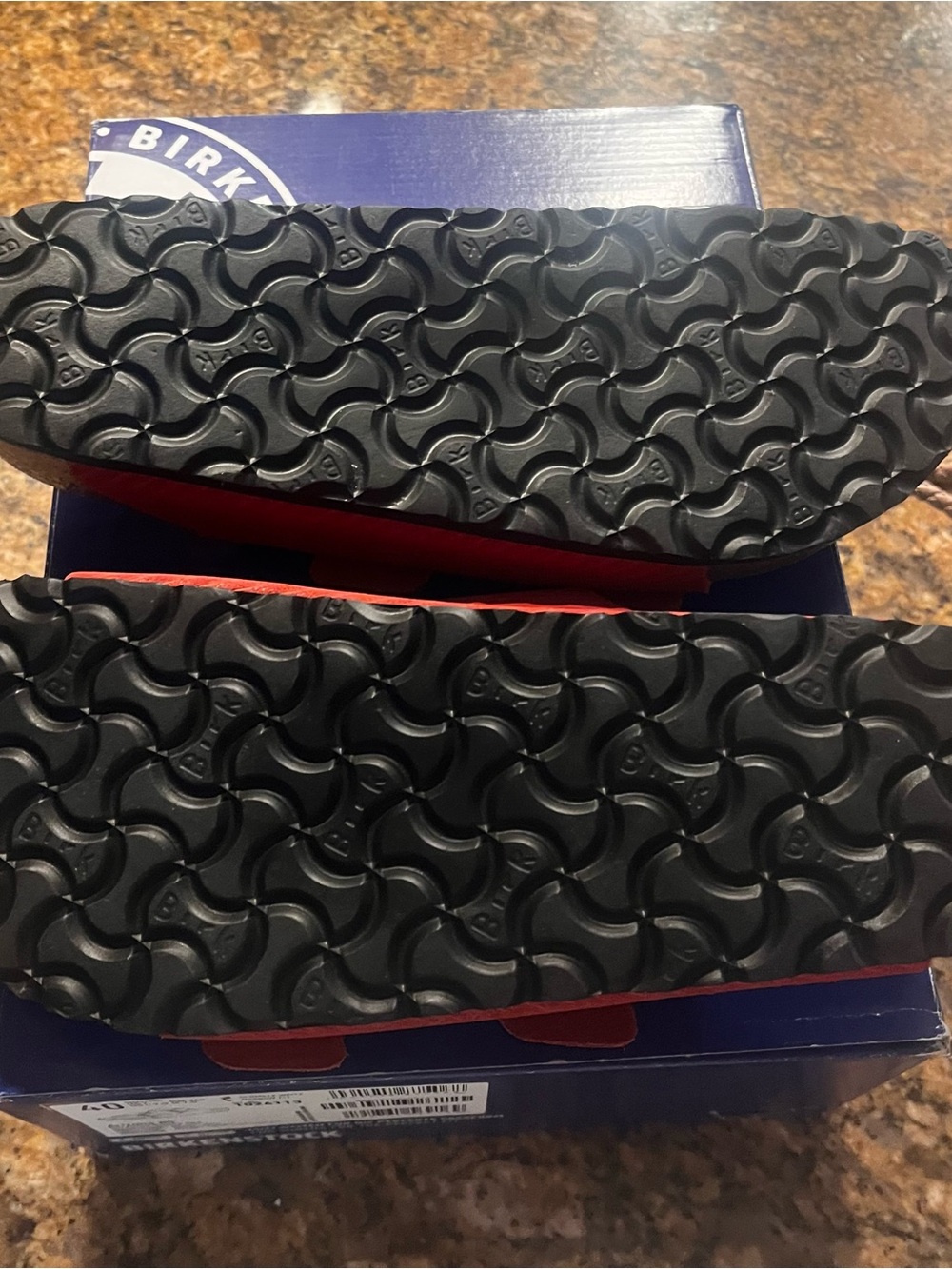 Birkenstock Red Ribbed Two-Strap Sandals - Picture 2 of 4